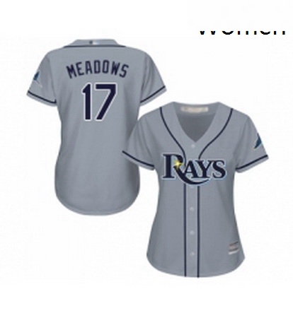 Womens Tampa Bay Rays 17 Austin Meadows Replica Grey Road Cool Base Baseball Jersey