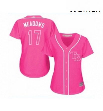 Womens Tampa Bay Rays 17 Austin Meadows Replica Pink Fashion Cool Base Baseball Jersey