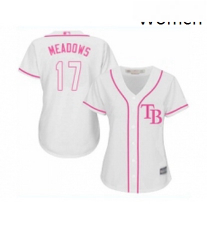 Womens Tampa Bay Rays 17 Austin Meadows Replica White Home Cool Base Baseball Jersey