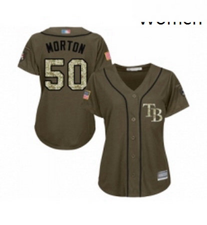 Womens Tampa Bay Rays 50 Charlie Morton Authentic Green Salute to Service Baseball Jersey