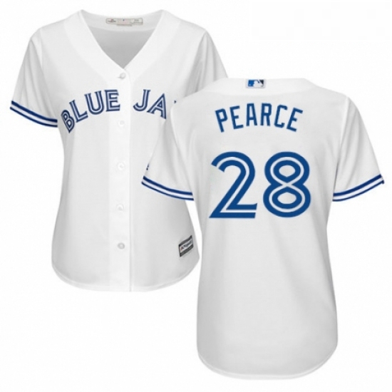 Womens Majestic Toronto Blue Jays 28 Steve Pearce Replica White Home MLB Jersey