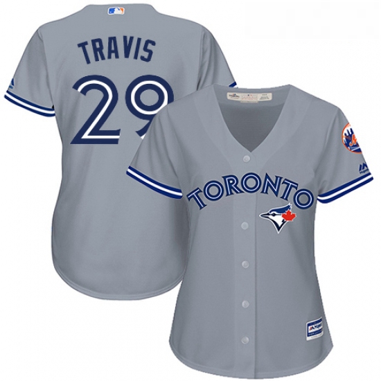 Womens Majestic Toronto Blue Jays 29 Devon Travis Authentic Grey Road MLB Jersey