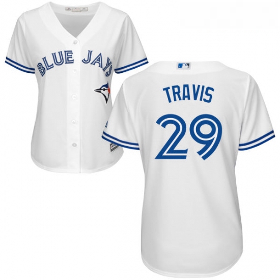 Womens Majestic Toronto Blue Jays 29 Devon Travis Authentic White Home MLB Jersey