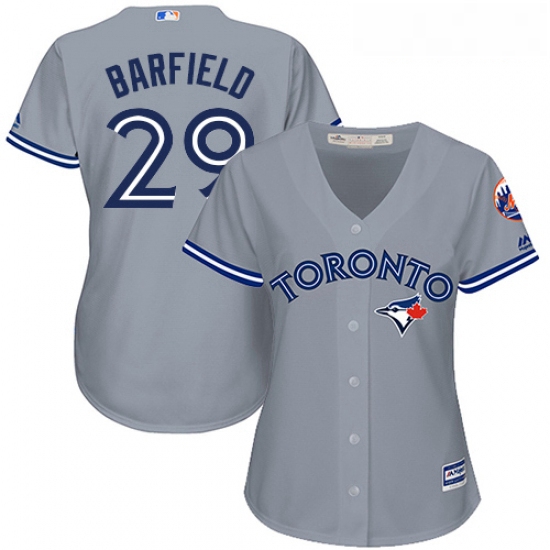 Womens Majestic Toronto Blue Jays 29 Jesse Barfield Authentic Grey Road MLB Jersey