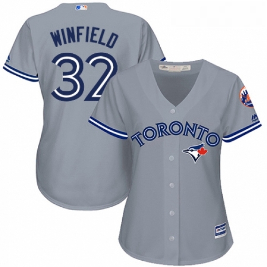 Womens Majestic Toronto Blue Jays 32 Dave Winfield Authentic Grey Road MLB Jersey