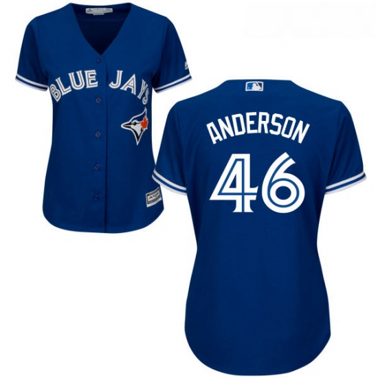 Womens Majestic Toronto Blue Jays 46 Brett Anderson Replica Blue Alternate MLB Jersey