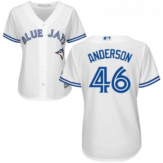 Womens Majestic Toronto Blue Jays 46 Brett Anderson Replica White Home MLB Jersey