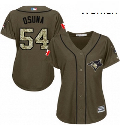 Womens Majestic Toronto Blue Jays 54 Roberto Osuna Replica Green Salute to Service MLB Jersey