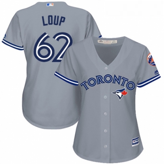 Womens Majestic Toronto Blue Jays 62 Aaron Loup Authentic Grey Road MLB Jersey