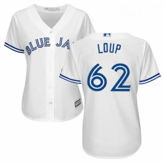 Womens Majestic Toronto Blue Jays 62 Aaron Loup Replica White Home MLB Jersey