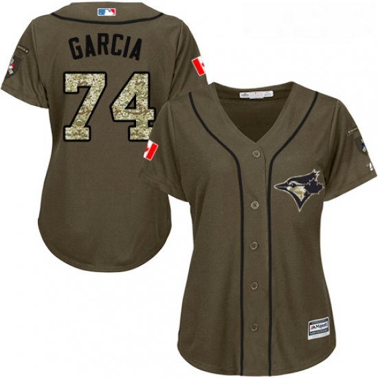 Womens Majestic Toronto Blue Jays 74 Jaime Garcia Replica Green Salute to Service MLB Jersey