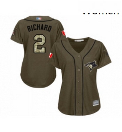 Womens Toronto Blue Jays 2 Clayton Richard Authentic Green Salute to Service Baseball Jersey