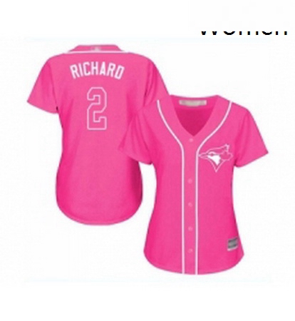 Womens Toronto Blue Jays 2 Clayton Richard Replica Pink Fashion Cool Base Baseball Jersey