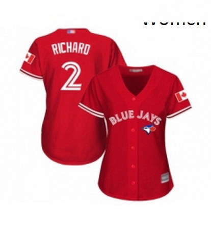 Womens Toronto Blue Jays 2 Clayton Richard Replica Scarlet Alternate Baseball Jersey