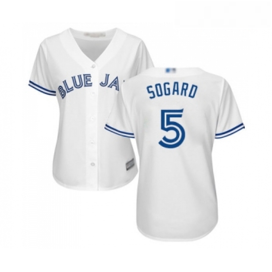 Womens Toronto Blue Jays 5 Eric Sogard Replica White Home Baseball Jersey