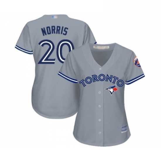 Womens Toronto Blue Jays 20 Bud Norris Replica Grey Road Baseball Jersey