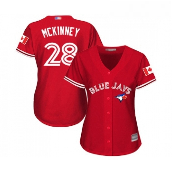 Womens Toronto Blue Jays 28 Billy McKinney Replica Scarlet Alternate Baseball Jersey