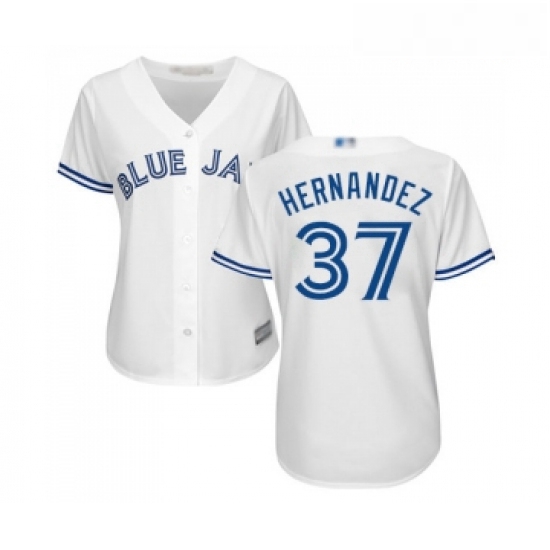 Womens Toronto Blue Jays 37 Teoscar Hernandez Replica White Home Baseball Jersey