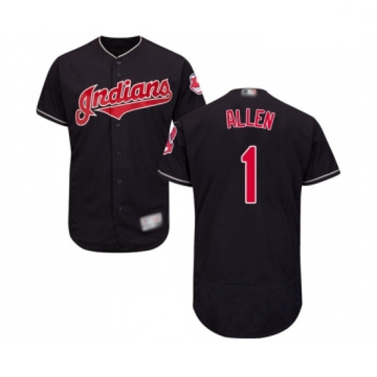 Mens Cleveland Indians 1 Greg Allen Navy Blue Alternate Flex Base Authentic Collection Baseball Jers