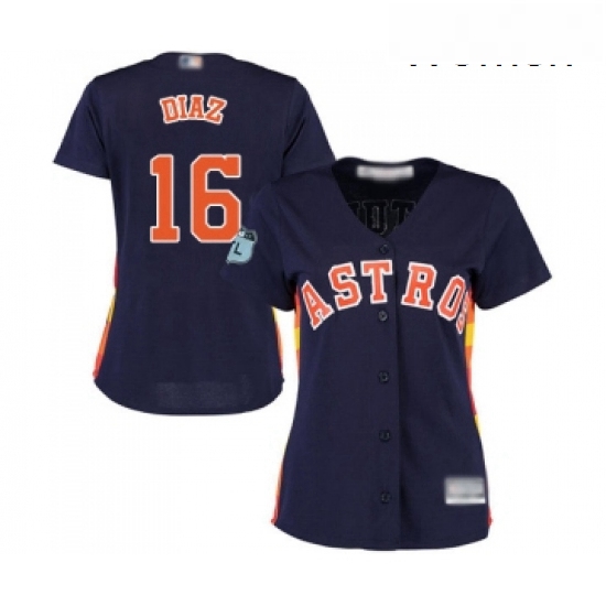 Womens Houston Astros 16 Aledmys Diaz Authentic Navy Blue Alternate Cool Base Baseball Jersey