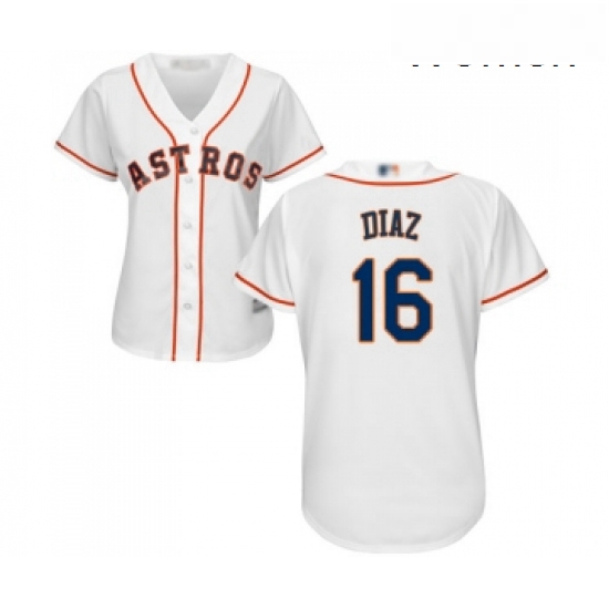 Womens Houston Astros 16 Aledmys Diaz Authentic White Home Cool Base Baseball Jersey