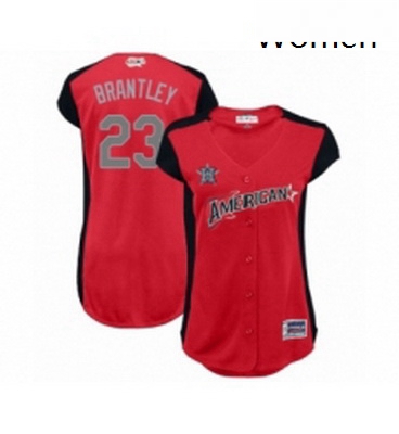 Womens Houston Astros 23 Michael Brantley Authentic Red American League 2019 Baseball All Star Jerse