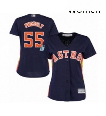 Womens Houston Astros 55 Ryan Pressly Authentic Navy Blue Alternate Cool Base Baseball Jersey