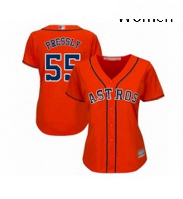 Womens Houston Astros 55 Ryan Pressly Authentic Orange Alternate Cool Base Baseball Jersey