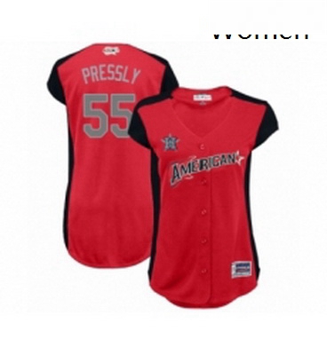 Womens Houston Astros 55 Ryan Pressly Authentic Red American League 2019 Baseball All Star Jersey