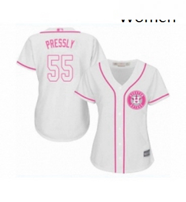 Womens Houston Astros 55 Ryan Pressly Authentic White Fashion Cool Base Baseball Jersey