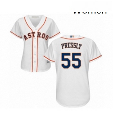 Womens Houston Astros 55 Ryan Pressly Authentic White Home Cool Base Baseball Jersey