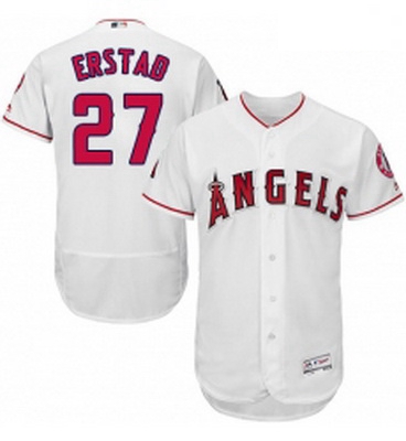 Mens Majestic Los Angeles Angels of Anaheim 27 Darin Erstad White Flexbase Authentic Collection MLB 