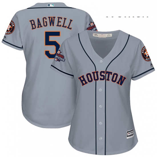 Womens Majestic Houston Astros 5 Jeff Bagwell Authentic Grey Road 2017 World Series Champions Cool B