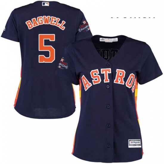 Womens Majestic Houston Astros 5 Jeff Bagwell Authentic Navy Blue Alternate 2017 World Series Champi