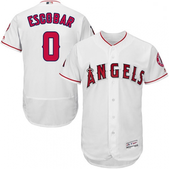 Mens Majestic Los Angeles Angels of Anaheim 0 Yunel Escobar White Flexbase Authentic Collection MLB 