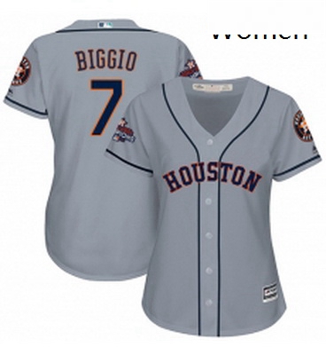 Womens Majestic Houston Astros 7 Craig Biggio Authentic Grey Road 2017 World Series Champions Cool B