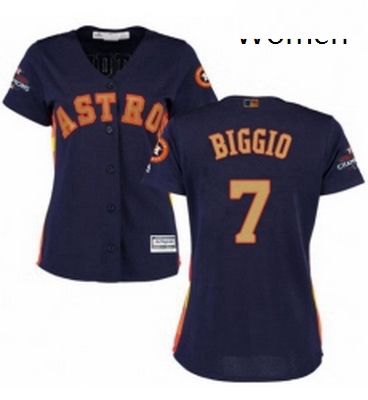 Womens Majestic Houston Astros 7 Craig Biggio Authentic Navy Blue Alternate 2018 Gold Program Cool B