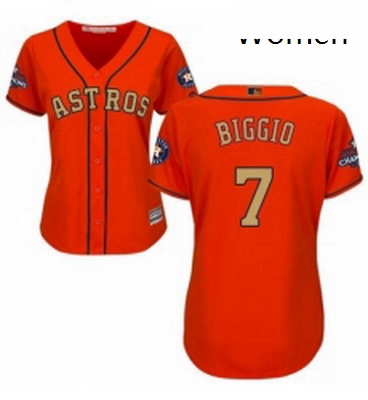 Womens Majestic Houston Astros 7 Craig Biggio Authentic Orange Alternate 2018 Gold Program Cool Base