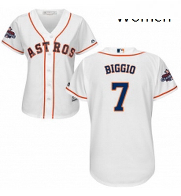 Womens Majestic Houston Astros 7 Craig Biggio Authentic White Home 2017 World Series Champions Cool 