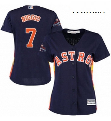 Womens Majestic Houston Astros 7 Craig Biggio Replica Navy Blue Alternate 2017 World Series Champion