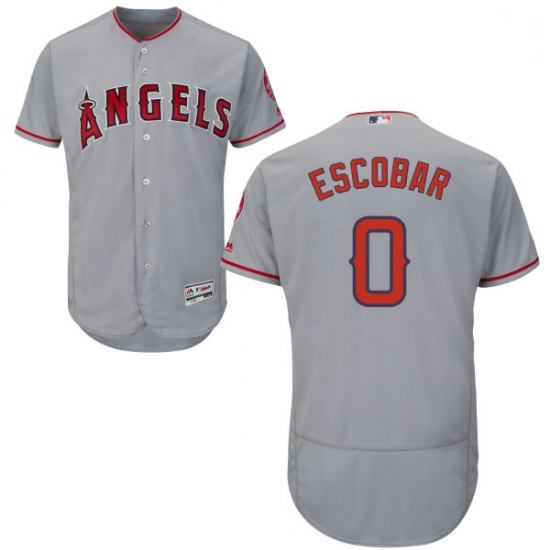 Mens Majestic Los Angeles Angels of Anaheim 0 Yunel Escobar Grey Flexbase Authentic Collection MLB J