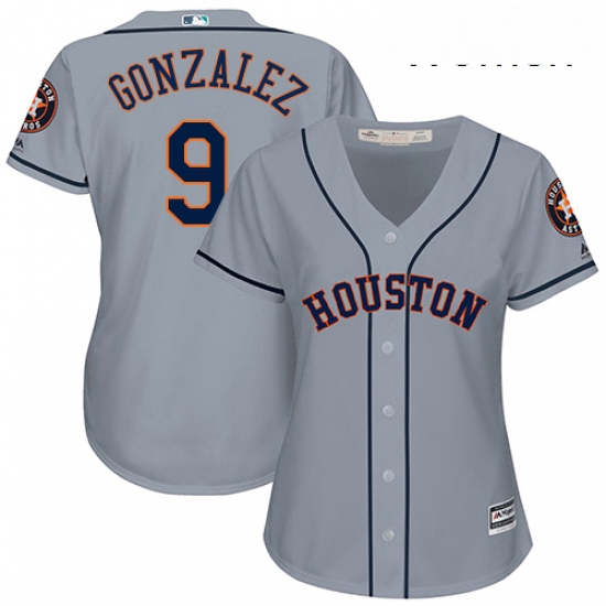 Womens Majestic Houston Astros 9 Marwin Gonzalez Replica Grey Road Cool Base MLB Jersey