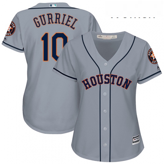 Womens Majestic Houston Astros 10 Yuli Gurriel Replica Grey Road Cool Base MLB Jersey