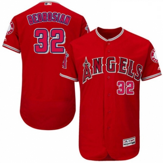 Mens Majestic Los Angeles Angels of Anaheim 32 Cam Bedrosian Red Alternate Flex Base Authentic Colle