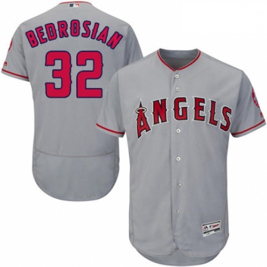 Mens Majestic Los Angeles Angels of Anaheim 32 Cam Bedrosian Grey Road Flex Base Authentic Collectio