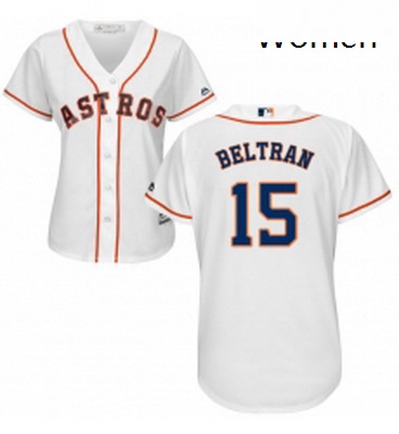 Womens Majestic Houston Astros 15 Carlos Beltran Authentic White Home Cool Base MLB Jersey