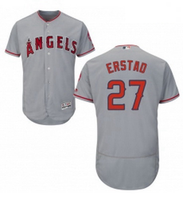 Mens Majestic Los Angeles Angels of Anaheim 27 Darin Erstad Grey Flexbase Authentic Collection MLB J