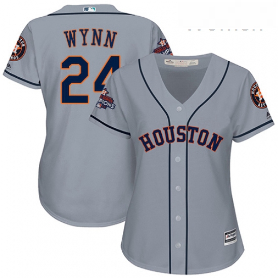 Womens Majestic Houston Astros 24 Jimmy Wynn Authentic Grey Road 2017 World Series Champions Cool Ba