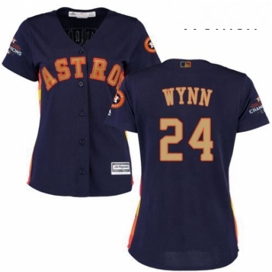 Womens Majestic Houston Astros 24 Jimmy Wynn Authentic Navy Blue Alternate 2018 Gold Program Cool Ba