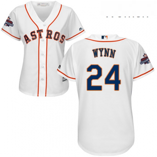 Womens Majestic Houston Astros 24 Jimmy Wynn Authentic White Home 2017 World Series Champions Cool B